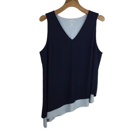 Universal Standard The Game V-Neck Sleeveless Asymmetrical Hem Top Navy Small - Picture 1 of 5